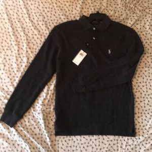 Long Sleeve, Charcoal Polo